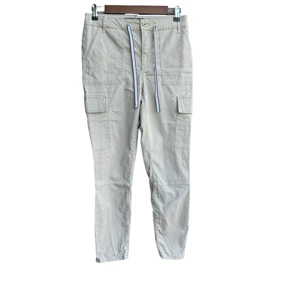 Tommy Hilfiger Women Tan Flat Front Drawstring Multi Pocket Cargo Pants Size 6 - Picture 1 of 8